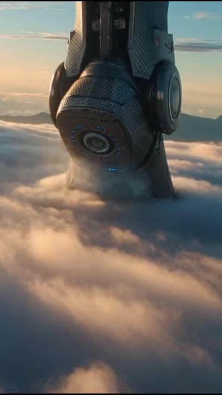 The Day a Titan Touched Earth
TimeVisual ContentAudio / Sound Effects00:00 - 00:02The Impact: Starts with a high-angle shot of the Titan’s massive foot slamming into the clouds. A massive vapor ring explodes outward.Heavy "Thud" with a sub-bass drop and a metallic clink.00:02 - 00:05The Profile Stride: A quick, low-angle tracking shot of the Titan’s midsection and legs as it takes a second step, dwarfing the mountain ranges below.Orchestral "Braam" (Inception-style) that vibrates with the step.00:05 - 00:08The Sunset Flare: The camera pans rapidly toward the Titan's head as it nears the horizon. Sunlight catches the "carbon-fiber" armor plating.Whirring synth riser building in pitch and intensity.00:08 - 00:10The Deployment: The Titan stops abruptly. Massive, multi-jointed metallic wings begin to unfold from its back.Mechanical grinding and steam hiss (foley effects).00:10 - 00:12The Finale: The wings fully lock into place, glowing with blue bioluminescence as the Titan looks toward the sun. Fade to black.Final orchestral swell that peaks and then cuts to silence.
Key Editing Effects
Speed Ramping: The "Impact" at 00:00 is slightly slowed down (0.8x) to feel heavier, while the "Sunset Flare" at 00:05 is sped up (1.5x) to create a sense of cinematic momentum.

Volumetric Lighting: A "Bloom" effect is added to the 00:05 mark to make the sun hitting the armor look more blinding and "prestige sci-fi."

Motion Blur: Increased digital motion blur is applied during the camera pan at 00:05 to hide the transition between the walking shots and the final wing deployment.

Sound Design: The audio uses "High-Pass" filtering for the first 8 seconds, which "opens up" into full, deep bass the moment the wings lock into place at 00:10.